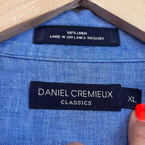Daniel Cremieux Linen Mens Shirt Size XL Blue Chambray Preppy Button Up Work - Picture 6 of 6